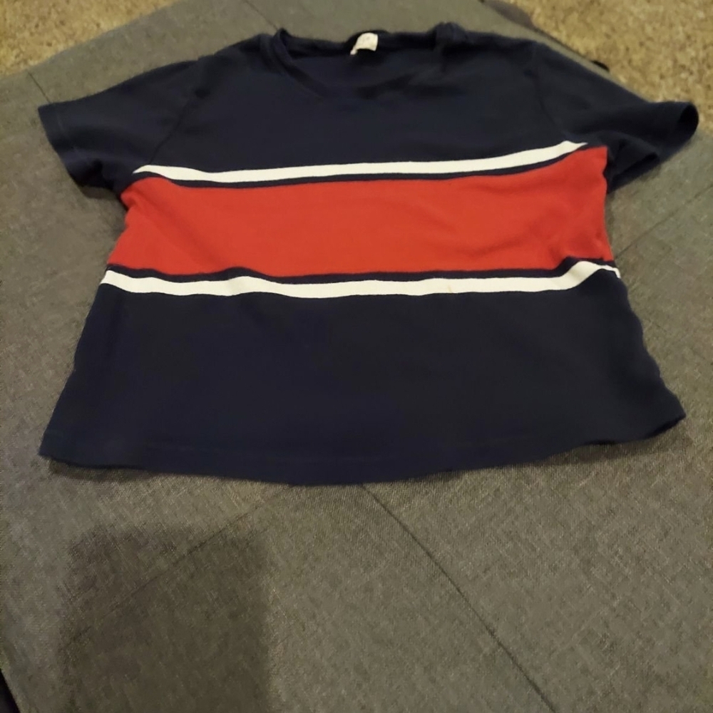 Brandy Melville Blue and Red Short Sleeve Tee